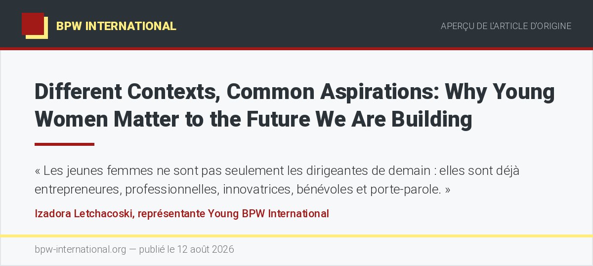 Aperçu de l’article publié par BPW International le 12 août 2026